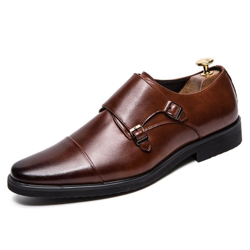 Dobbel Monk Strap Oxford Leather Dress Sko