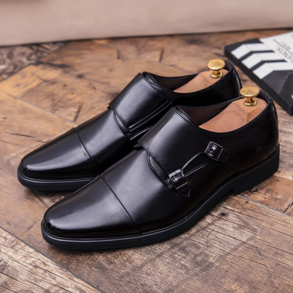 Dobbel Monk Strap Oxford Leather Dress Sko