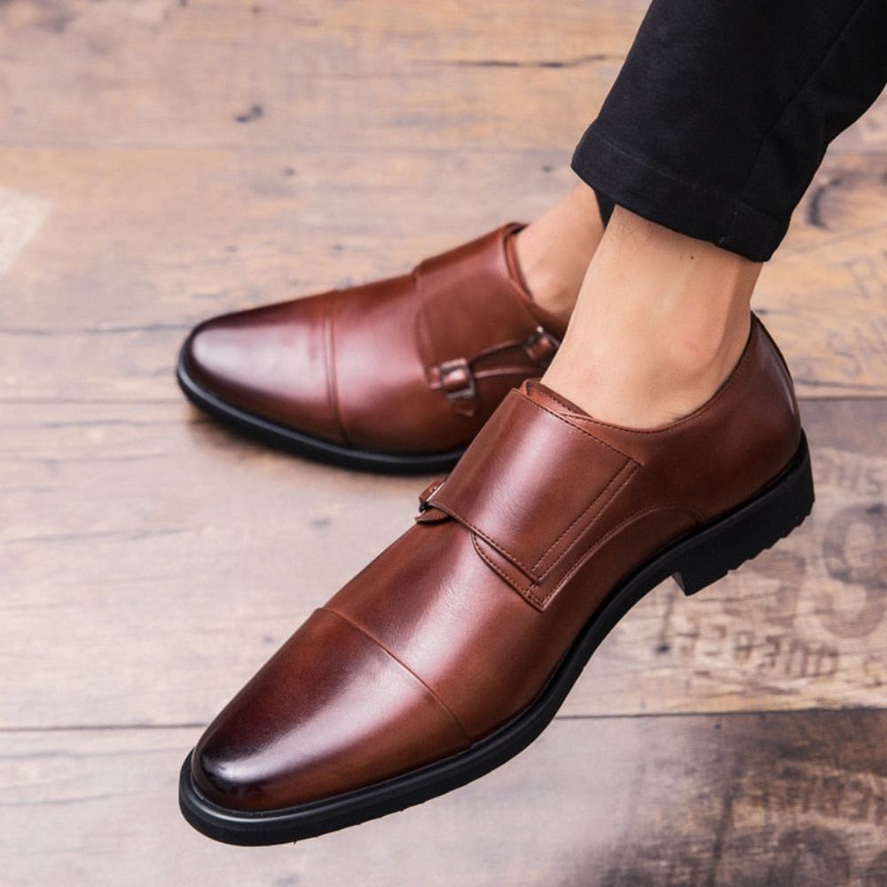 Dobbel Monk Strap Oxford Leather Dress Sko