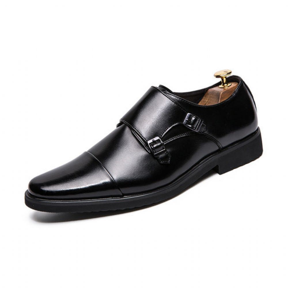 Dobbel Monk Strap Oxford Leather Dress Sko