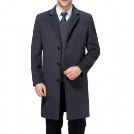 Business-man Wool Blend Pea Overcoat