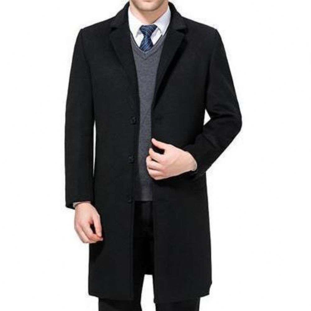 Business-man Wool Blend Pea Overcoat