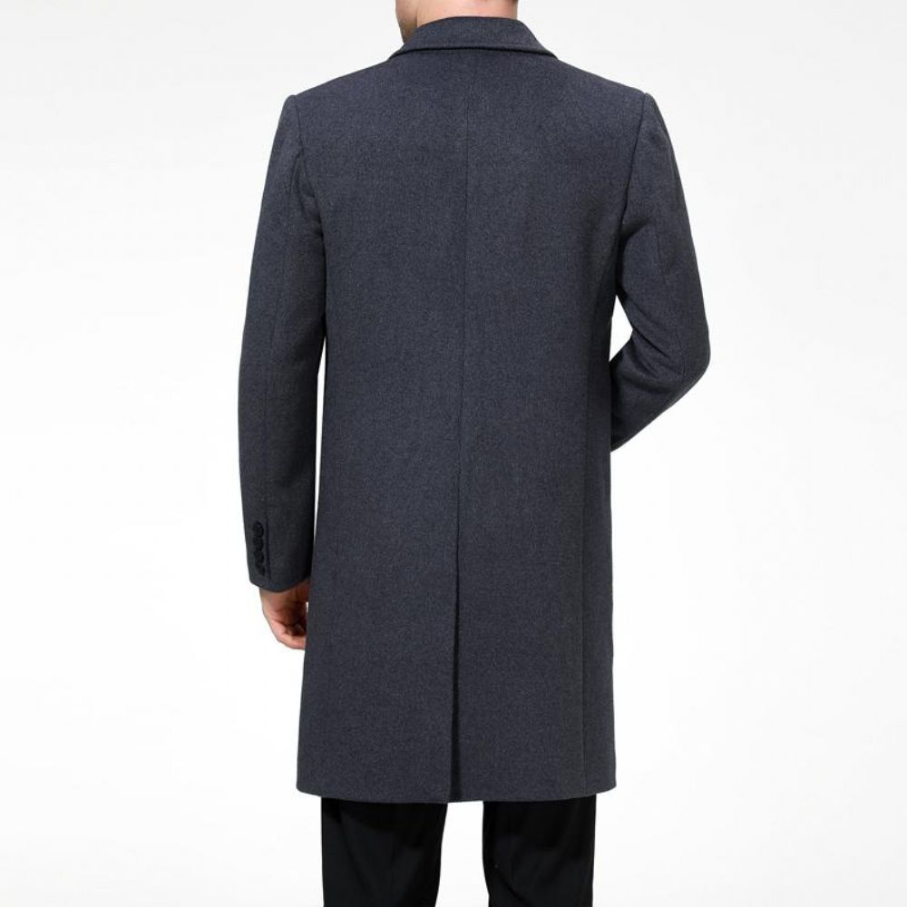 Business-man Wool Blend Pea Overcoat