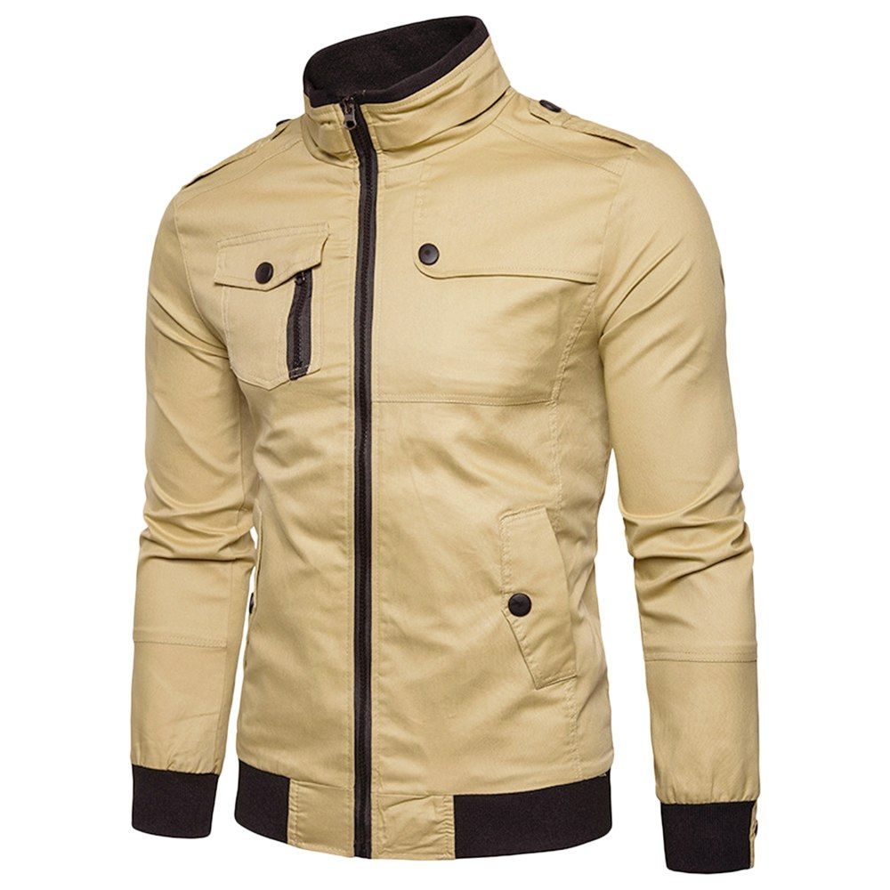 Epaulet Design Lommer Zip Up Jacket