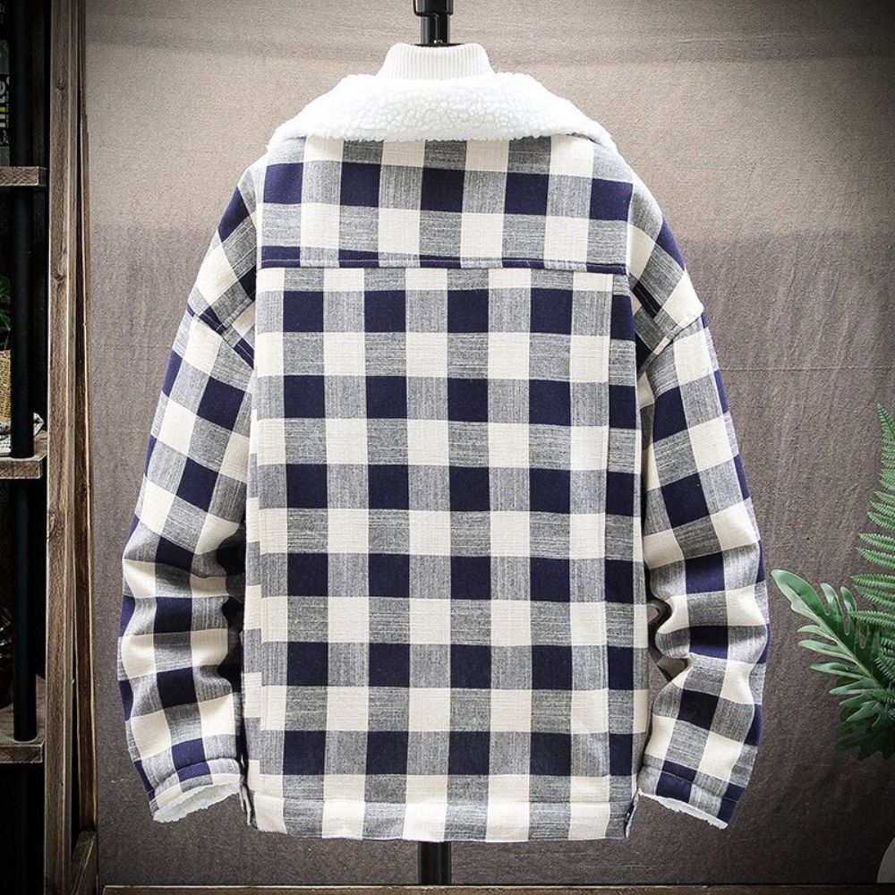 Fleece Fôr Flanell Rutete Jakke