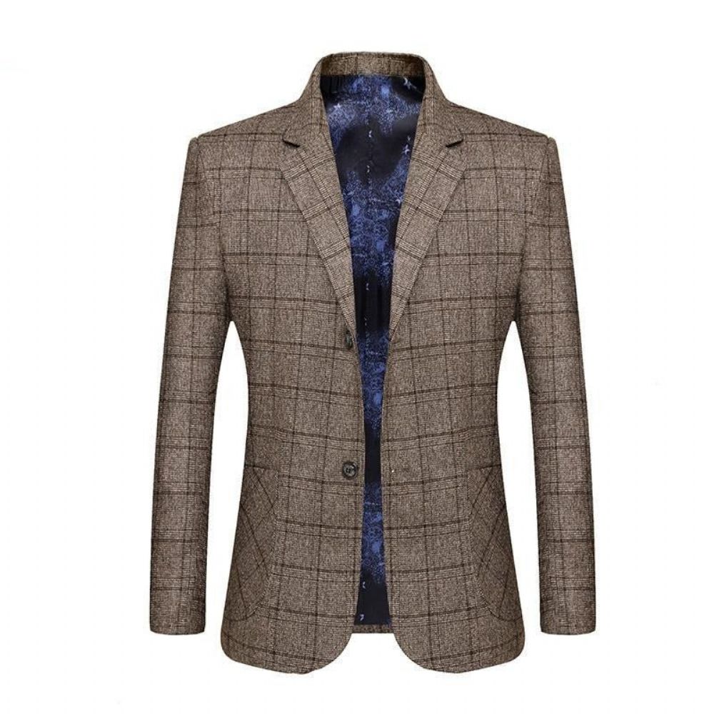 Menn Business Casual Høykvalitets Rutete Blazer