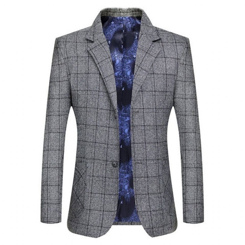 Menn Business Casual Høykvalitets Rutete Blazer