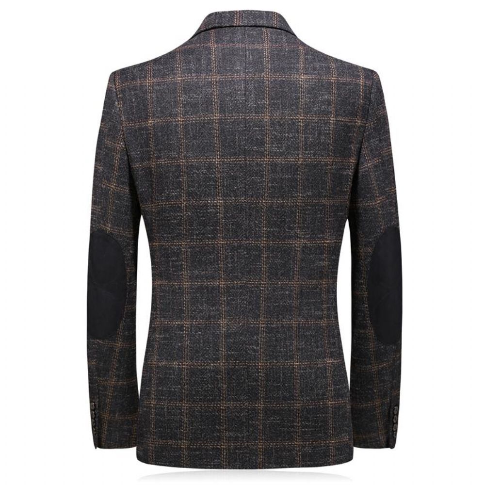 Tweed Rutet Blazer Med Albuelapp