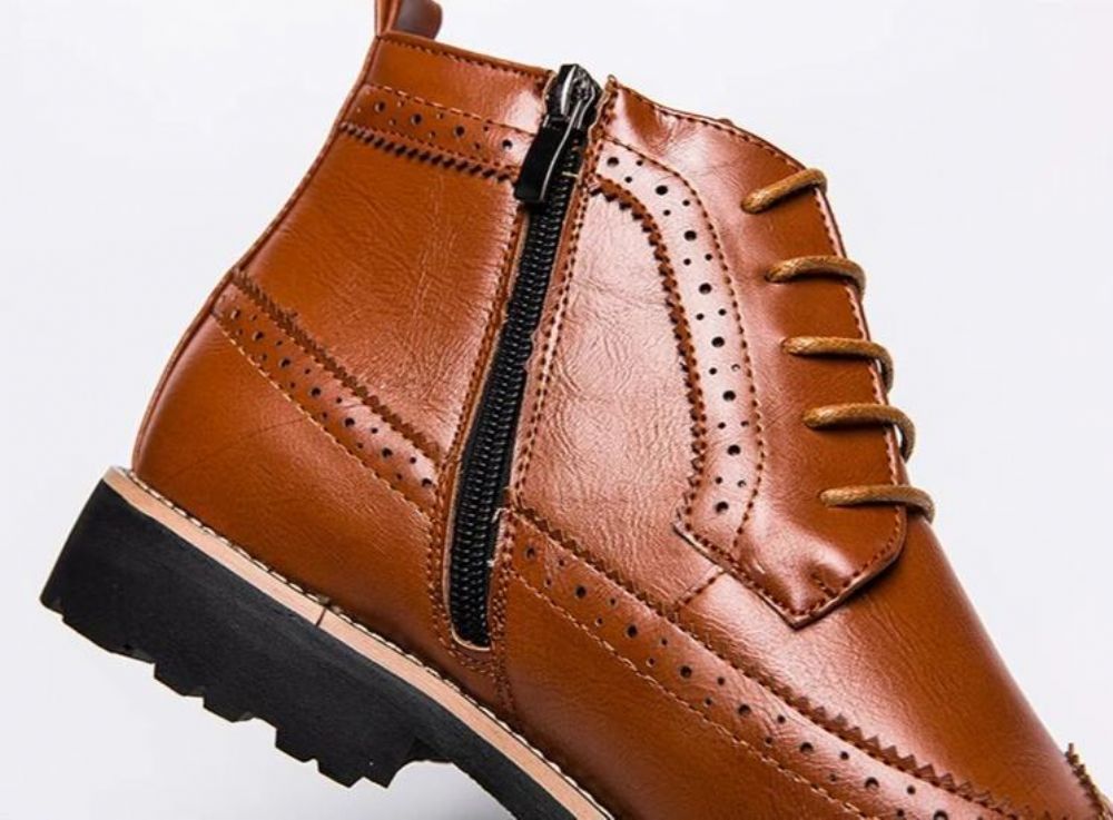 Ankel Brogues Boots Med Glidelås