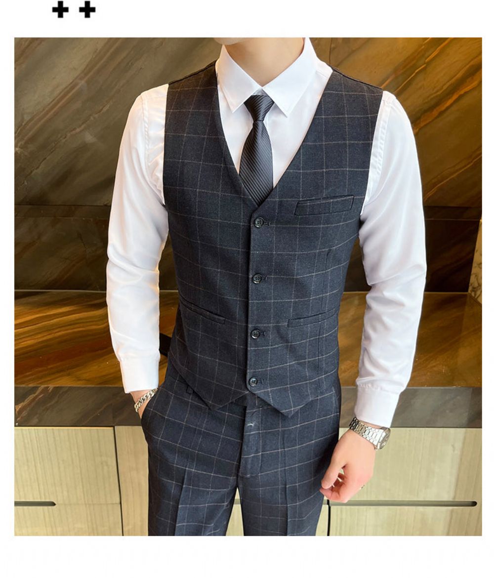 Business Casual Plaid High-end 3-delt England-drakt