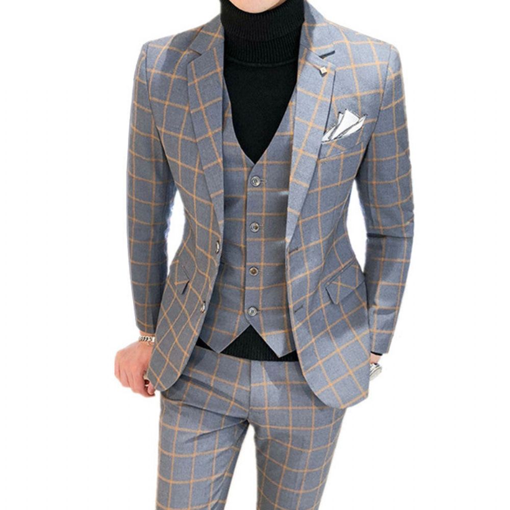 Luksus Business Formell Pledd Slim Fit-drakt