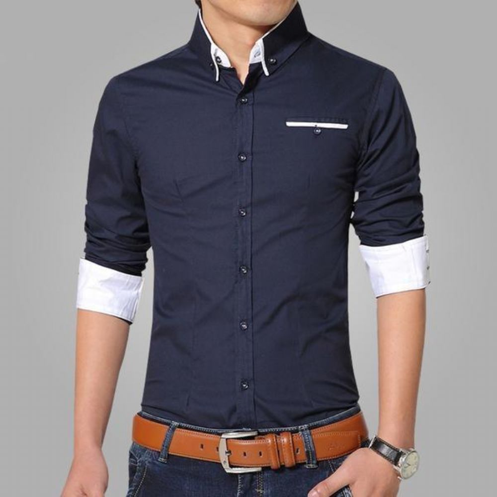 Cotton Slim Fit Langermet Dress Shirt