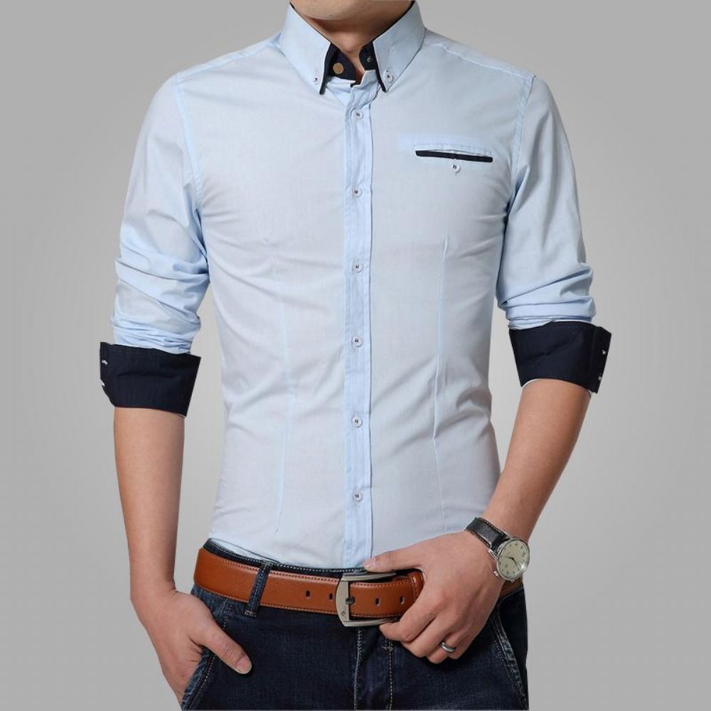 Cotton Slim Fit Langermet Dress Shirt