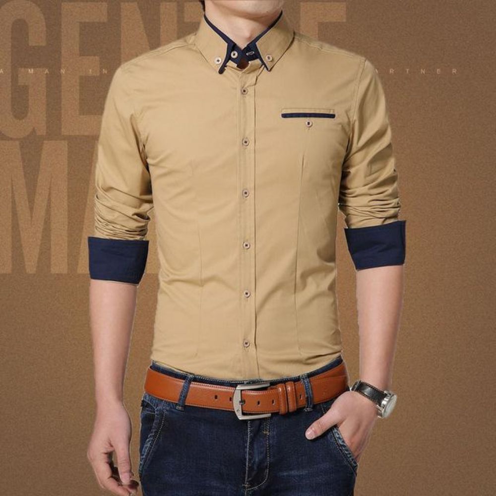 Cotton Slim Fit Langermet Dress Shirt