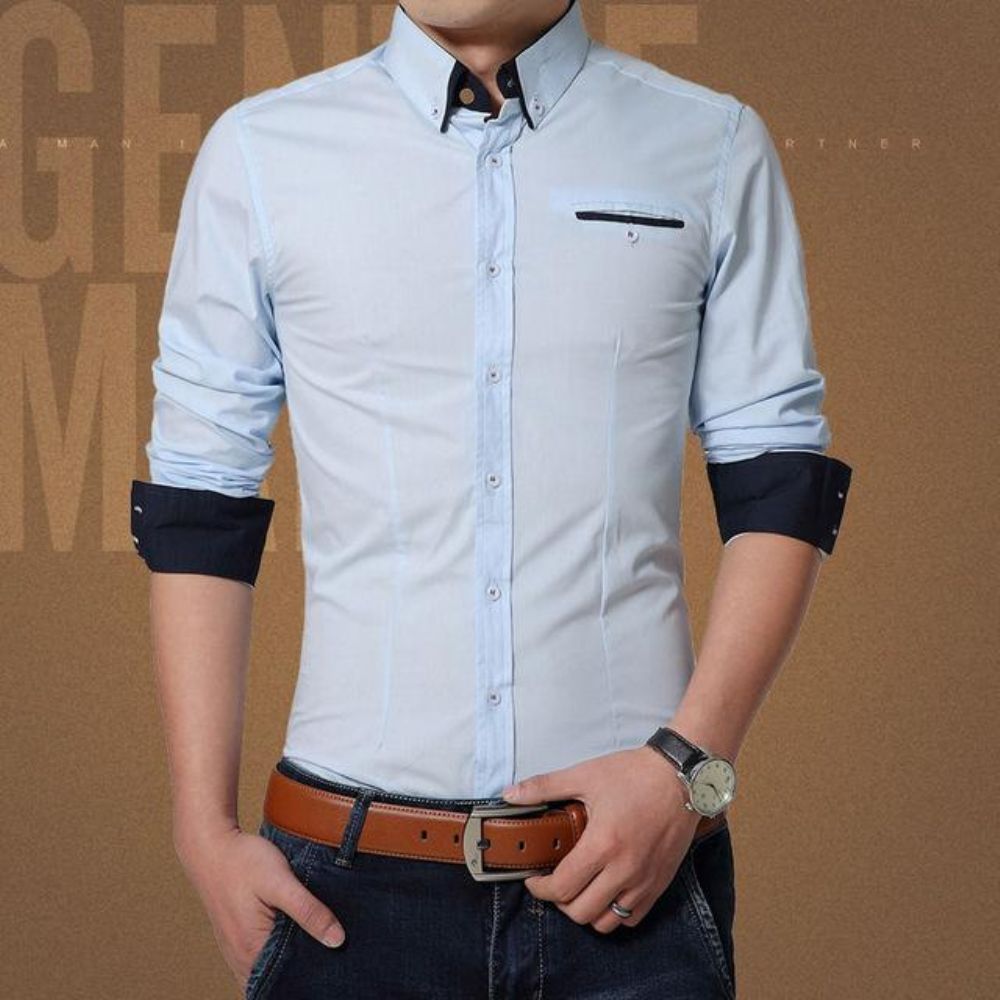 Cotton Slim Fit Langermet Dress Shirt