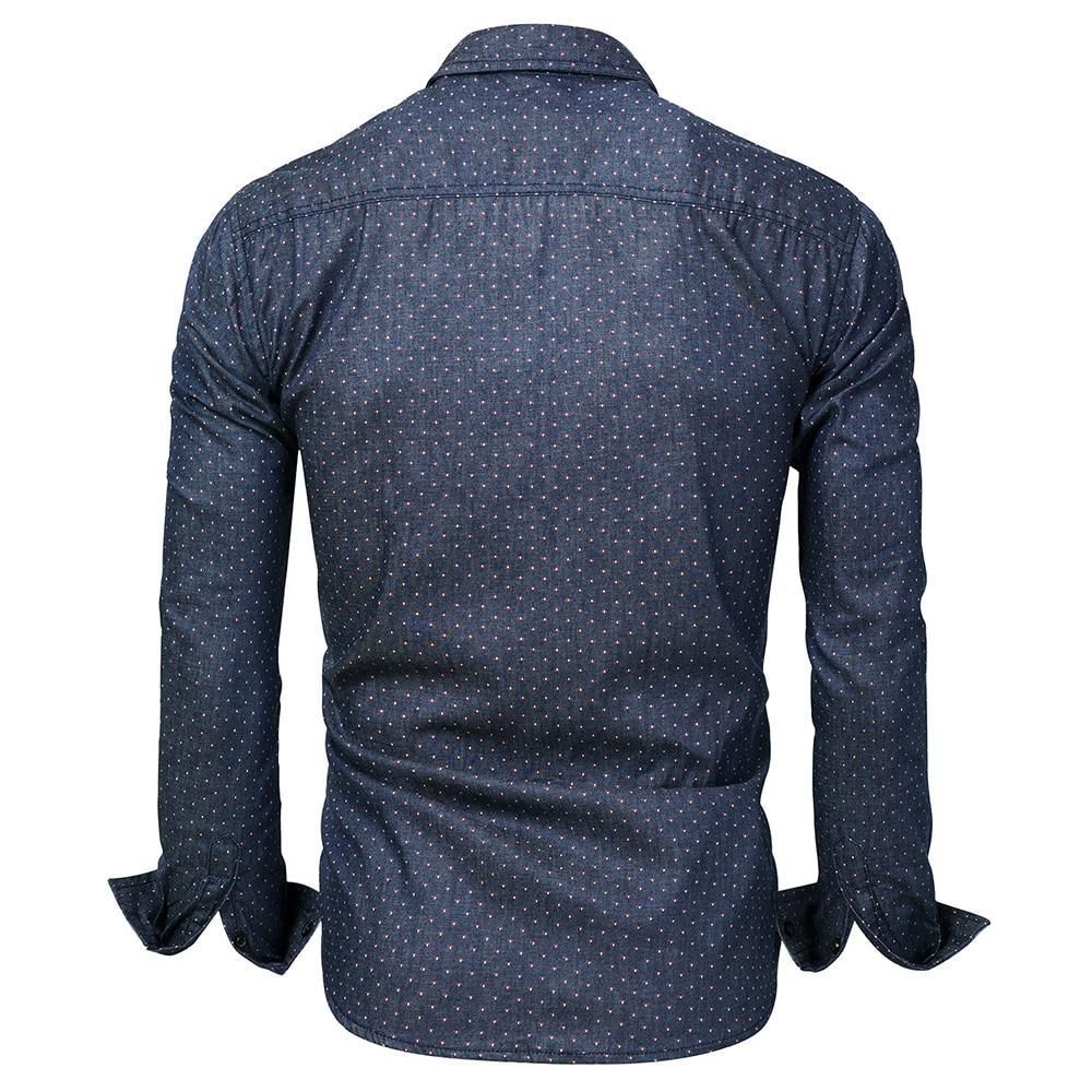 Polka Dot Denim Dress Shirt