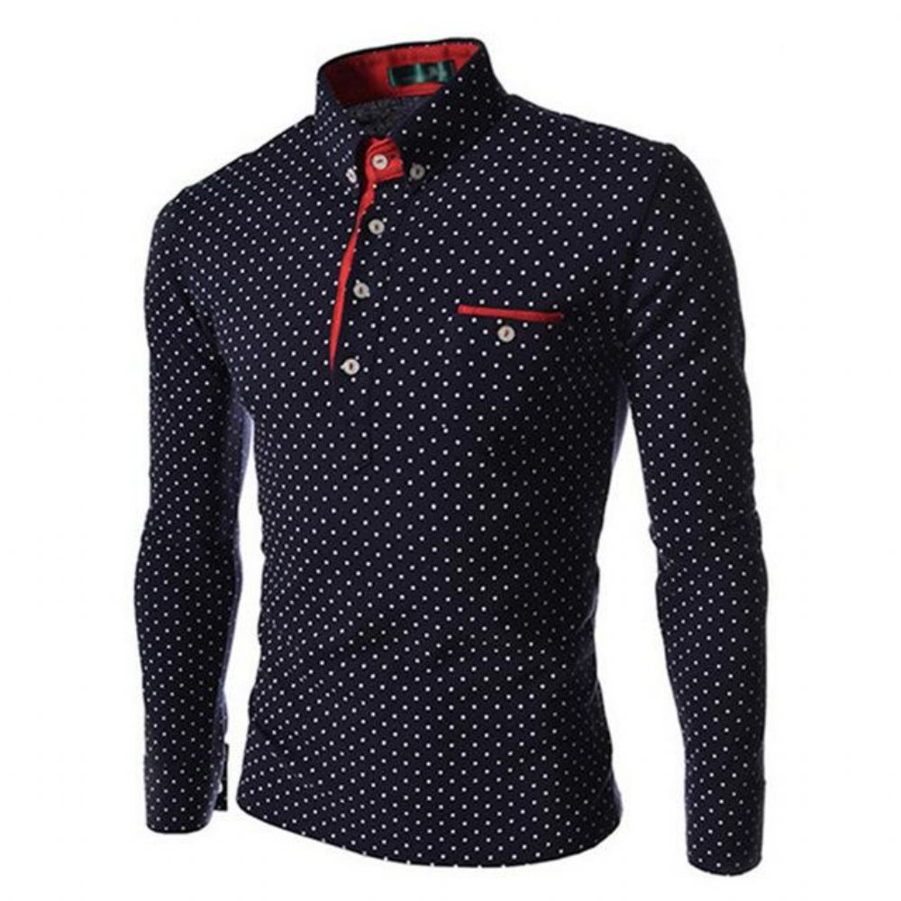 Polka Dot Skjortekrage Slim Fit Dress Shirt