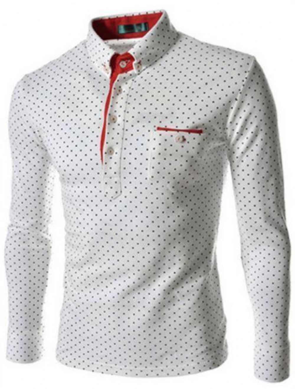 Polka Dot Skjortekrage Slim Fit Dress Shirt